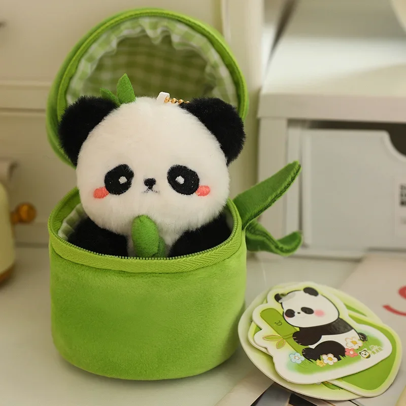 10cm carino tubo di bambù Panda peluche portachiavi Kawaii Panda peluche peluche Super morbido ciondolo regalo di compleanno