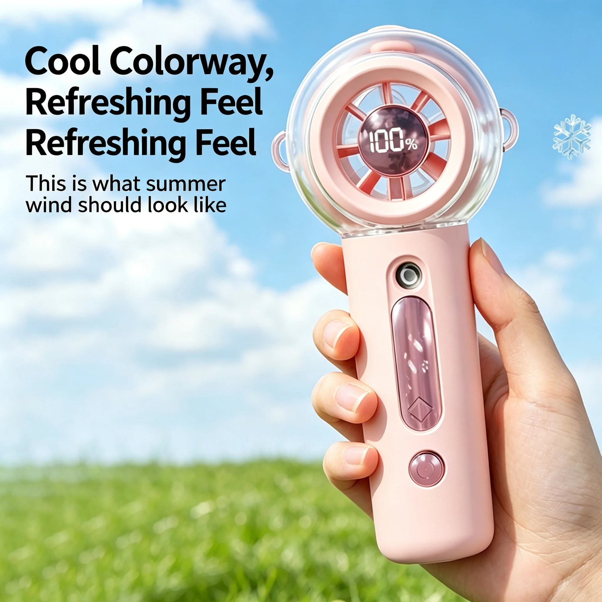 Portable Handheld Misting Fan, USB Rechargeable Personal Cooler, 100-Level Stepless Speeds Foldable Nano Mist Fan for Summer