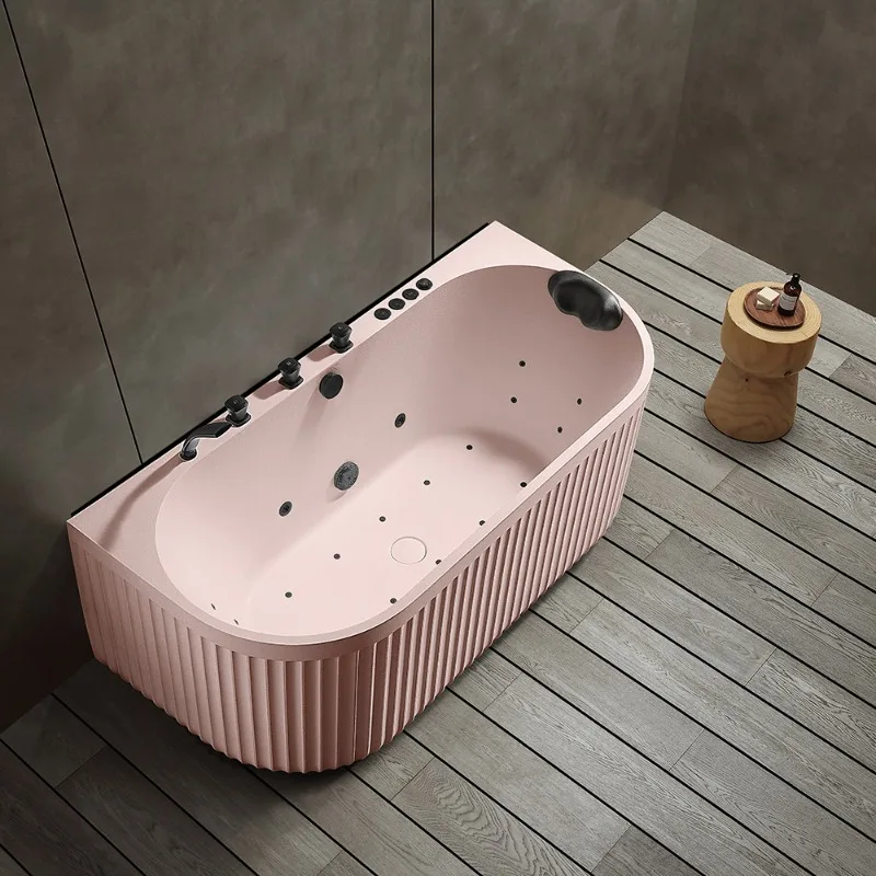 Rock texture bathtub integrated molding household small apartment floor-to-ceiling bathtub