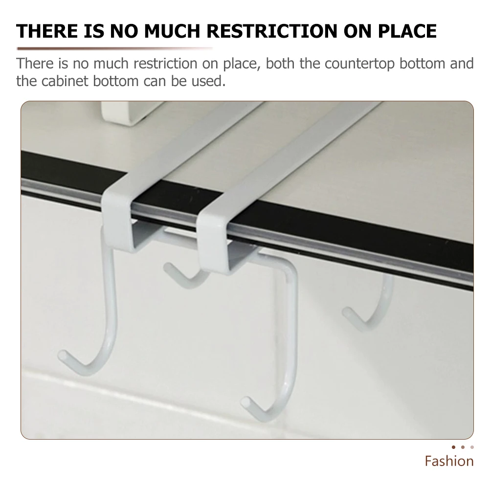 

Hook Storage Rack For Kitchen Punch Free Mug Hanger Under Cabinet Coffee Mug Holder Wine Cup Organizer Utensil Shelf Space