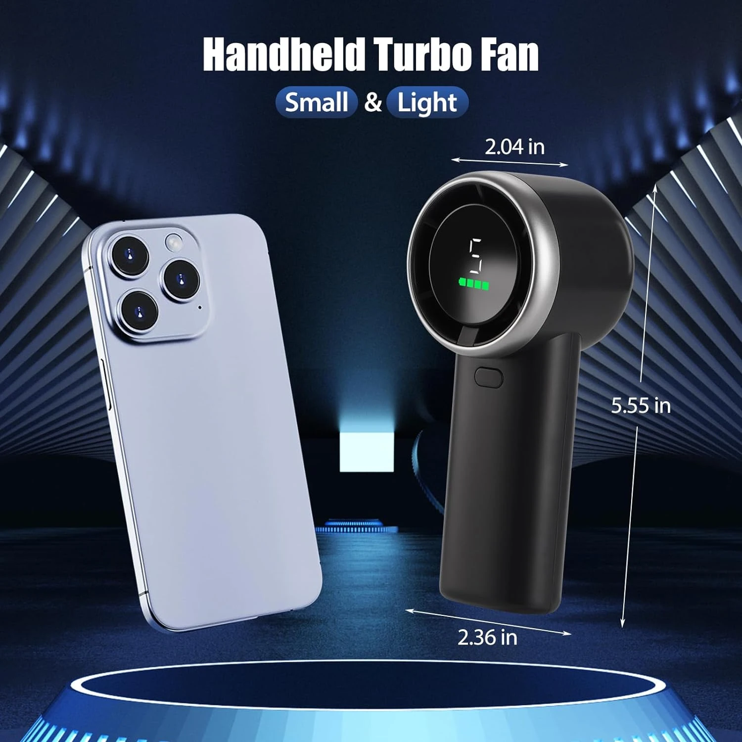 Ventilador compacto elegante y moderno para refrigeración en movimiento. |   Diseño liviano y portátil para un fácil transporte. |   Personaliza el flujo de aire con