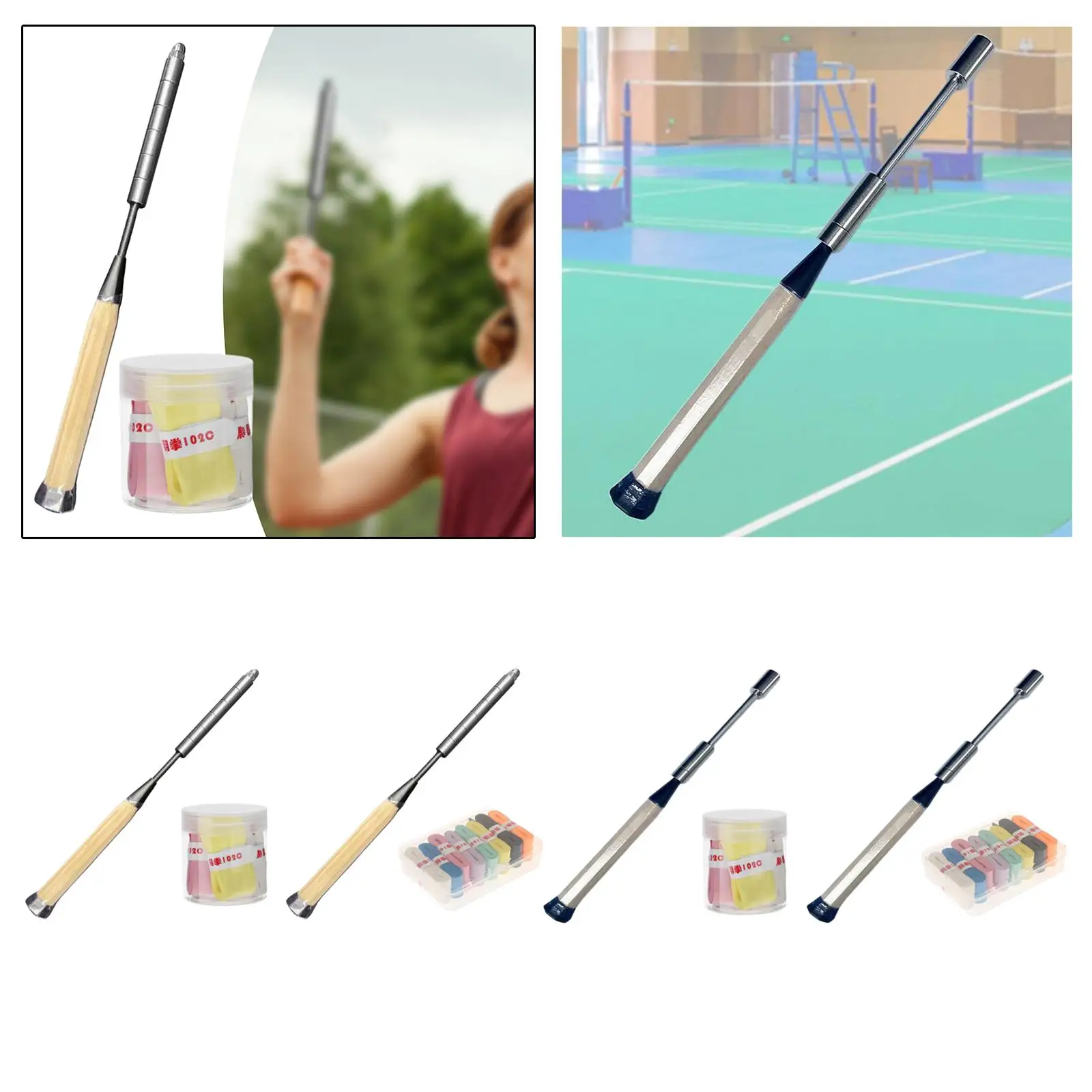 Badminton Swing Trainer Powerstick Met Grip Tape Voor Kracht Verbeteren Grip Kracht Pols Kracht Training Snelheid Trainer Beginners