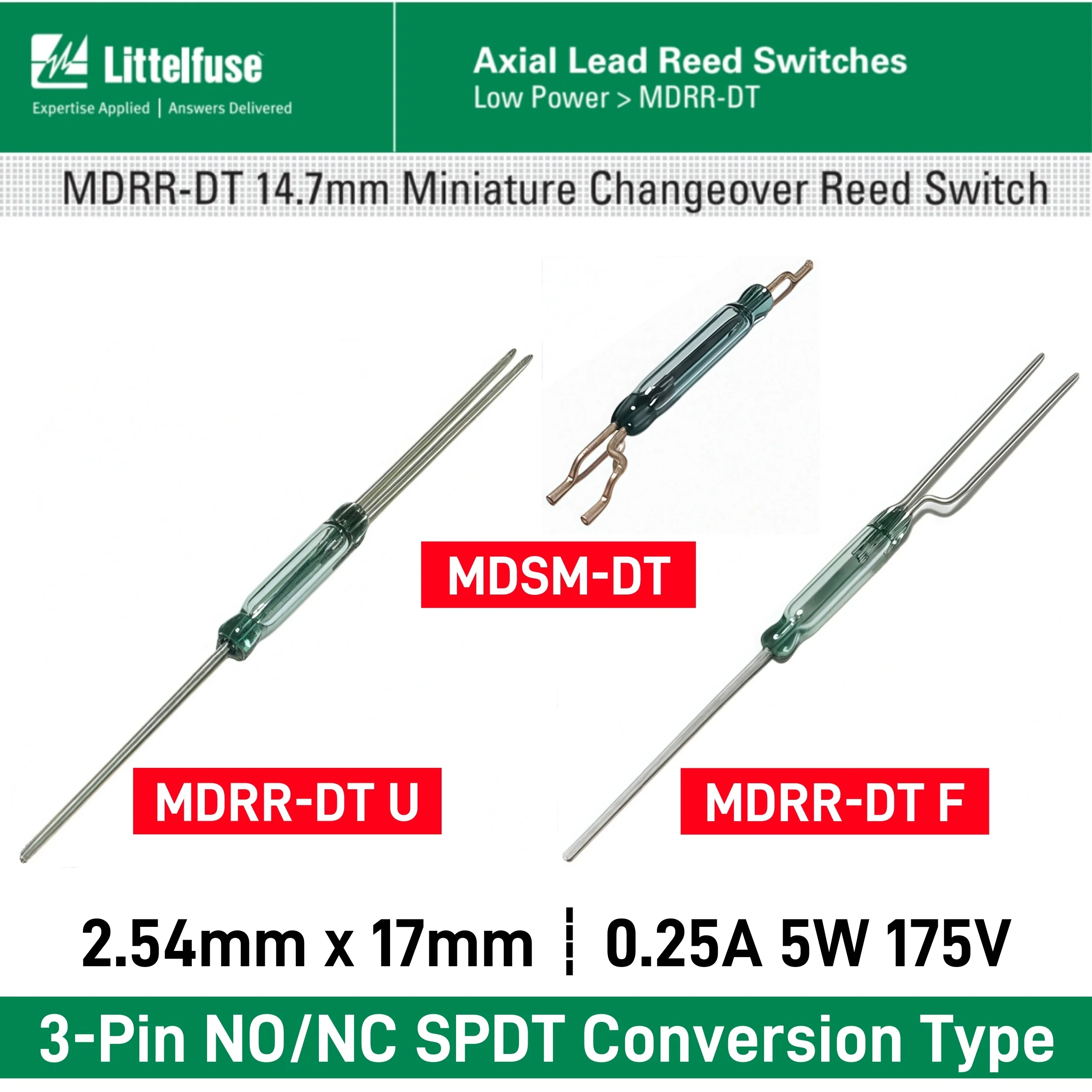 5PCS Original MDRR-DT DT-F/U NO/NC SPDT Changeover Reed Switch MDSM-DT 2*14MM 0.25A 5W 175V Normally Open/Closed Magnetic Sensor