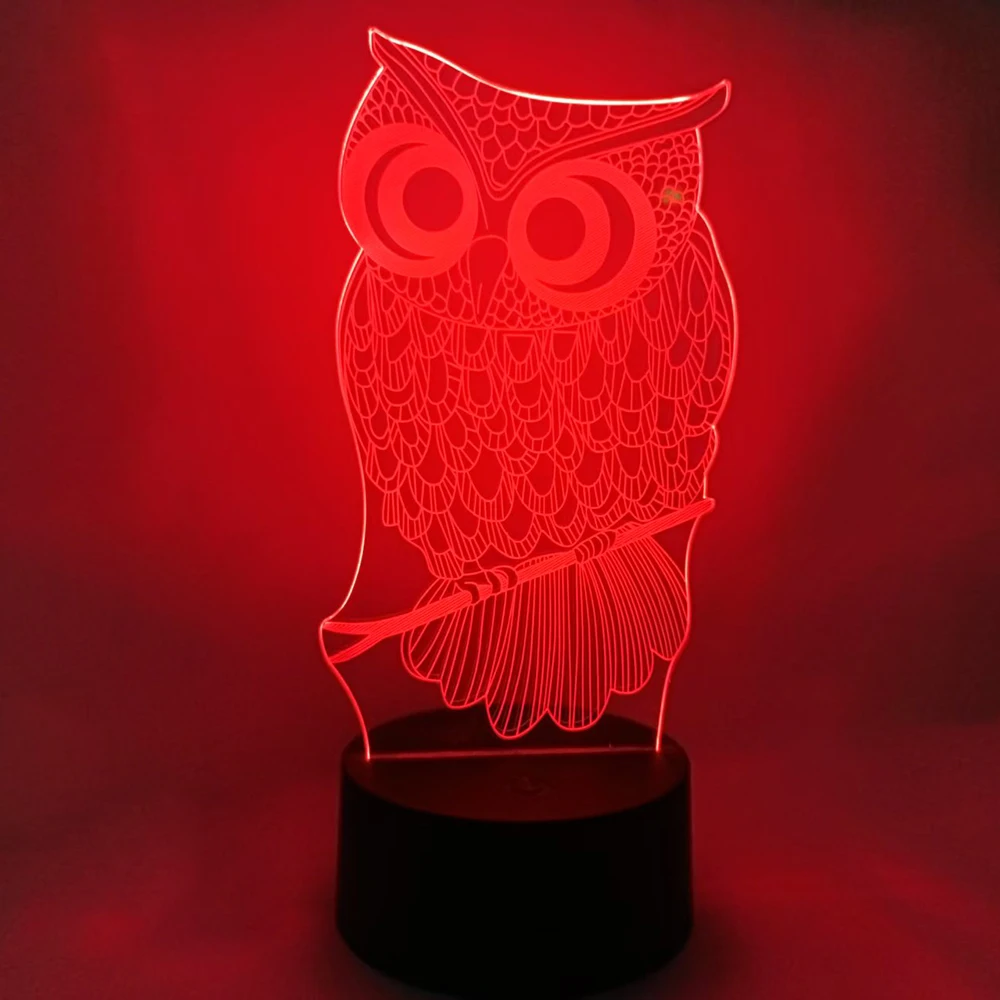 Animal Owls Cartoon 3D Visual Night Lights LED Figure Night Lamp Bedroom Anime Decorative Nightlights Color Changing Desk Lamp