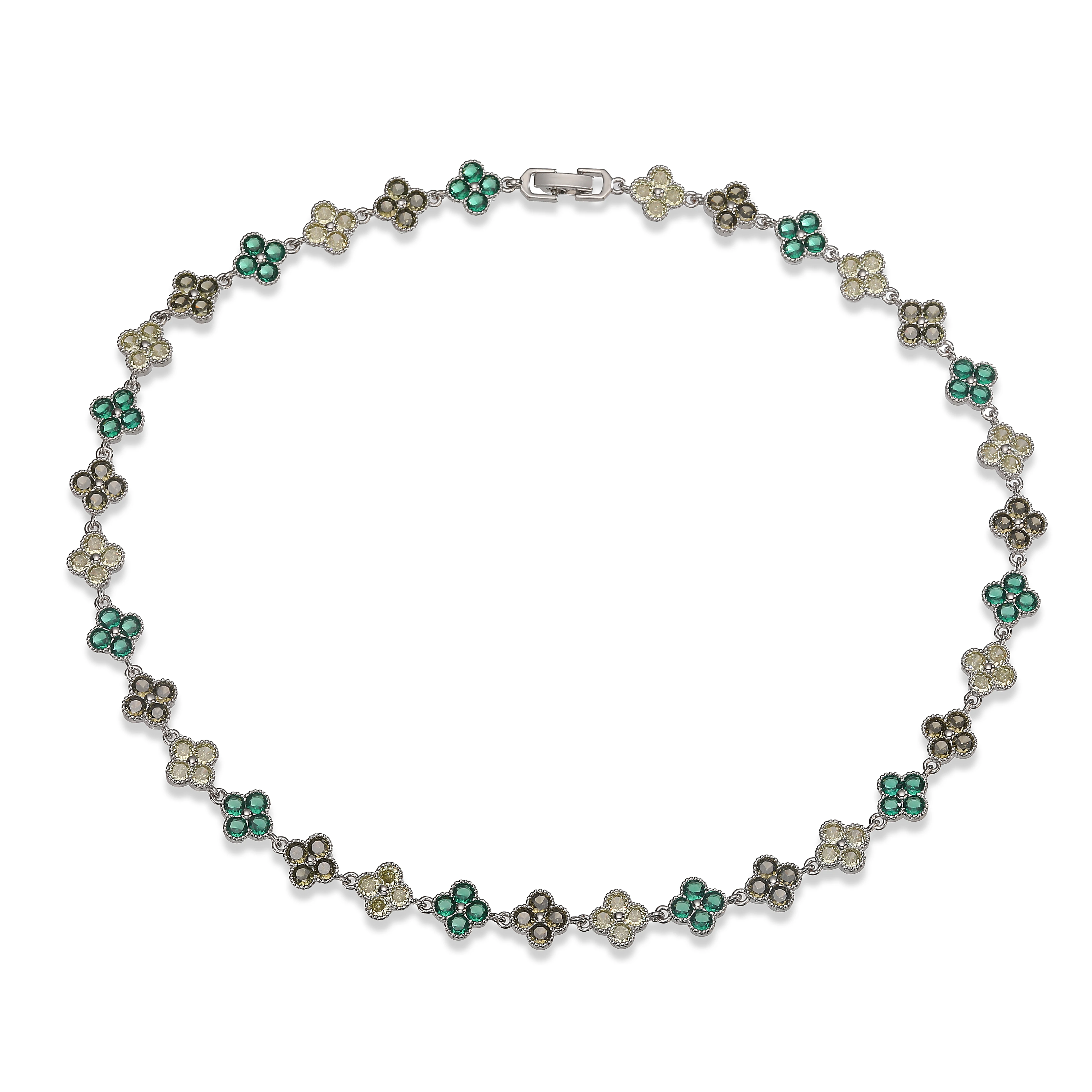 Multi-Color Zircon Flower Bracelet/Necklace Gift Set