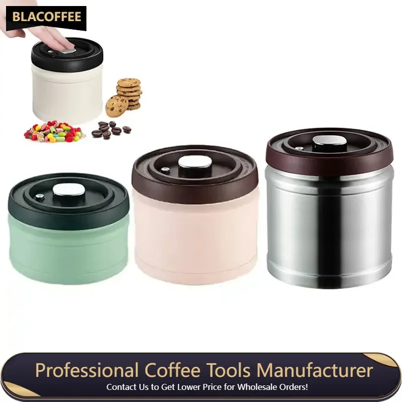 

Coffee Bean Container Storage 304 Stainless Steel Vacuum Airtight Cans Coffee Jar Canister Candy Food Storage Container