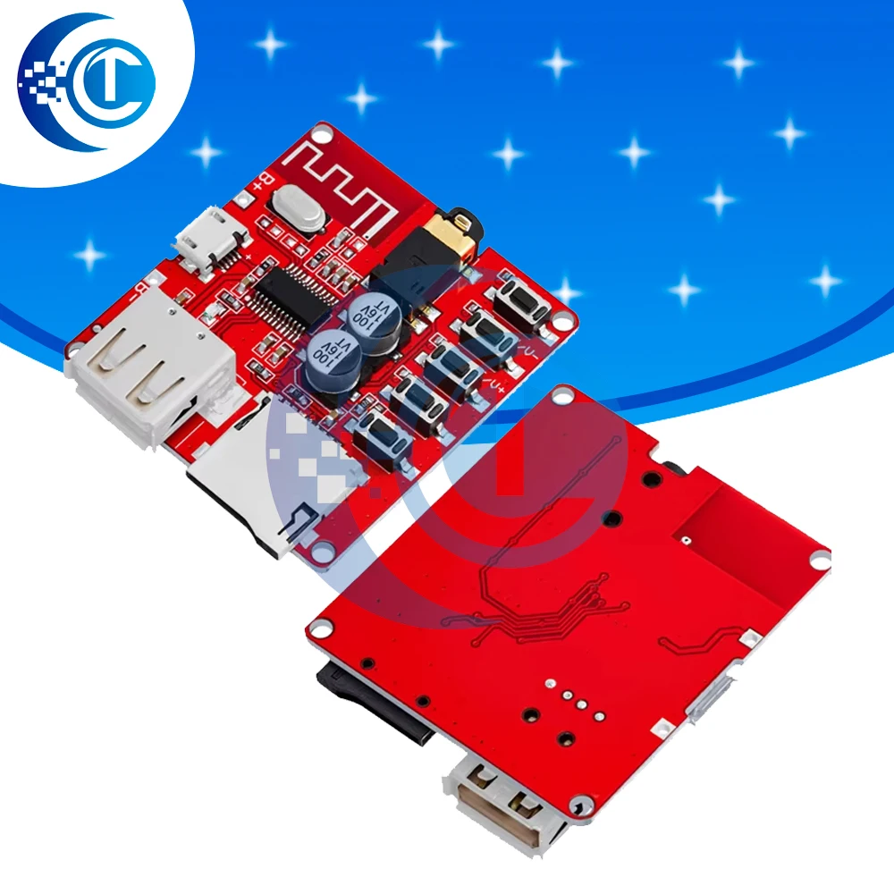Bluetooth 4.1 Car Audio Decoder Board 3W Amplifier Module with MP3/WAV Player, USB/TF Card Slot & IR Remote Control (Red LED)