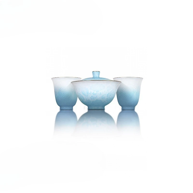 Twelve Flower God Cover Bowl Set Teacup, Jingdezhen Handmade Kung Fu Tea Set High-end Gift Box