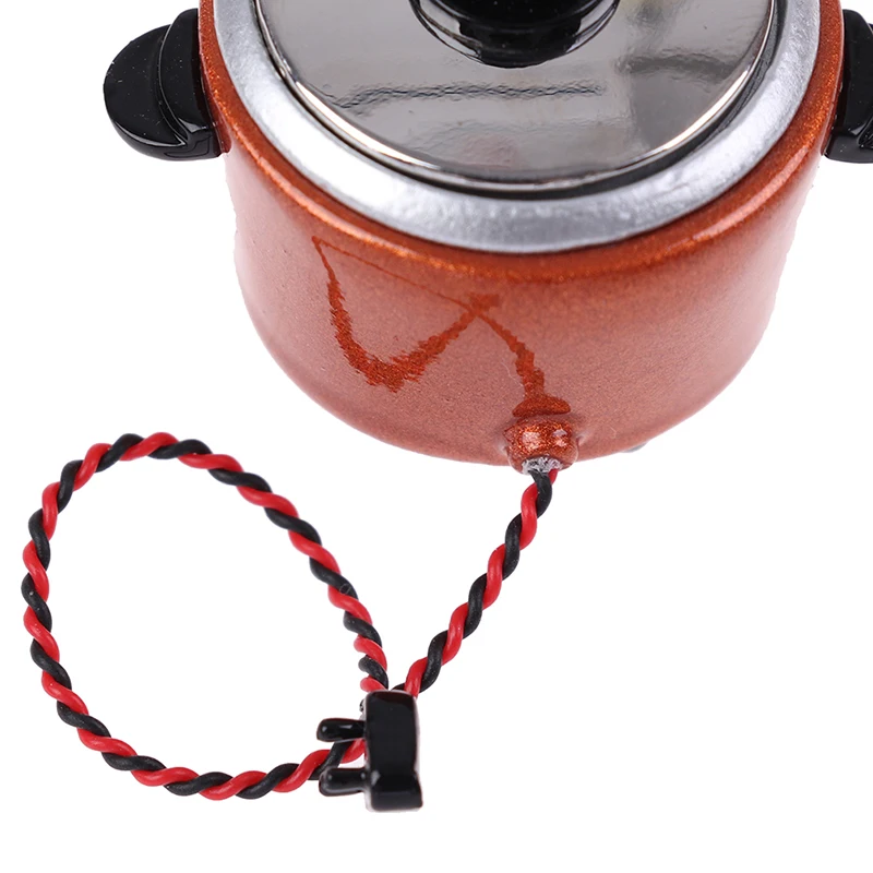 Miniatura de Panela de Arroz em Escala 1/12 para Casa de Bonecas, Modelo de Simulação de Eletrodoméstico de Cozinha, Acessórios para Brinquedos de Faz de Conta, Presente