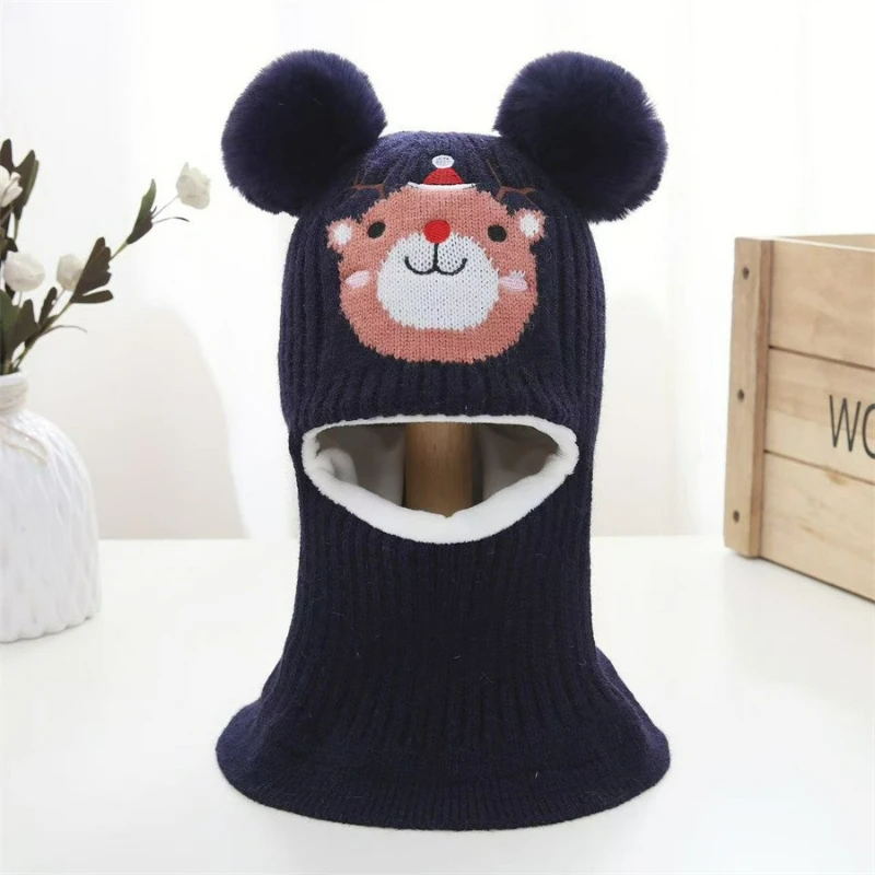 

Christmas Reindeer Hat with Scarf and Ear Protection, Fleece-Lined Windproof Knit Hat, Warm Winter Hat for Boys and Girls