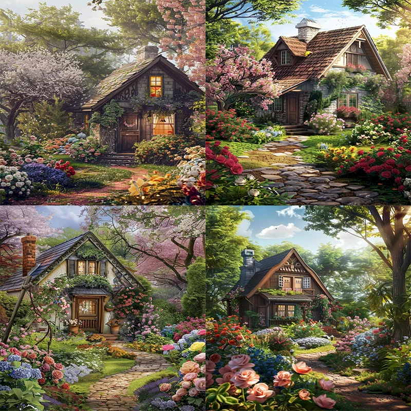 

DIY Diamond Painting Flower House Landscape Home Decoration Leisure Colorful Wall Hanging 30 * 40 Diamond Painting 2024