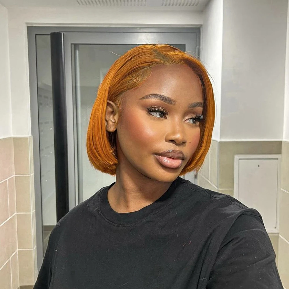 ピクシーカットウィッグ人毛ウィッグカラフルショートボブ13X4X1透明レースフロントウィッグストレート人毛