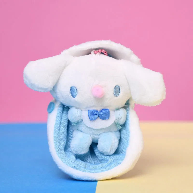 Kawaii Cartoon Anime Sanrioed Baby Cradle Series Toys My Melody Kuromi Cinnamoroll Soft Doll Bag Pendant Kids Gift