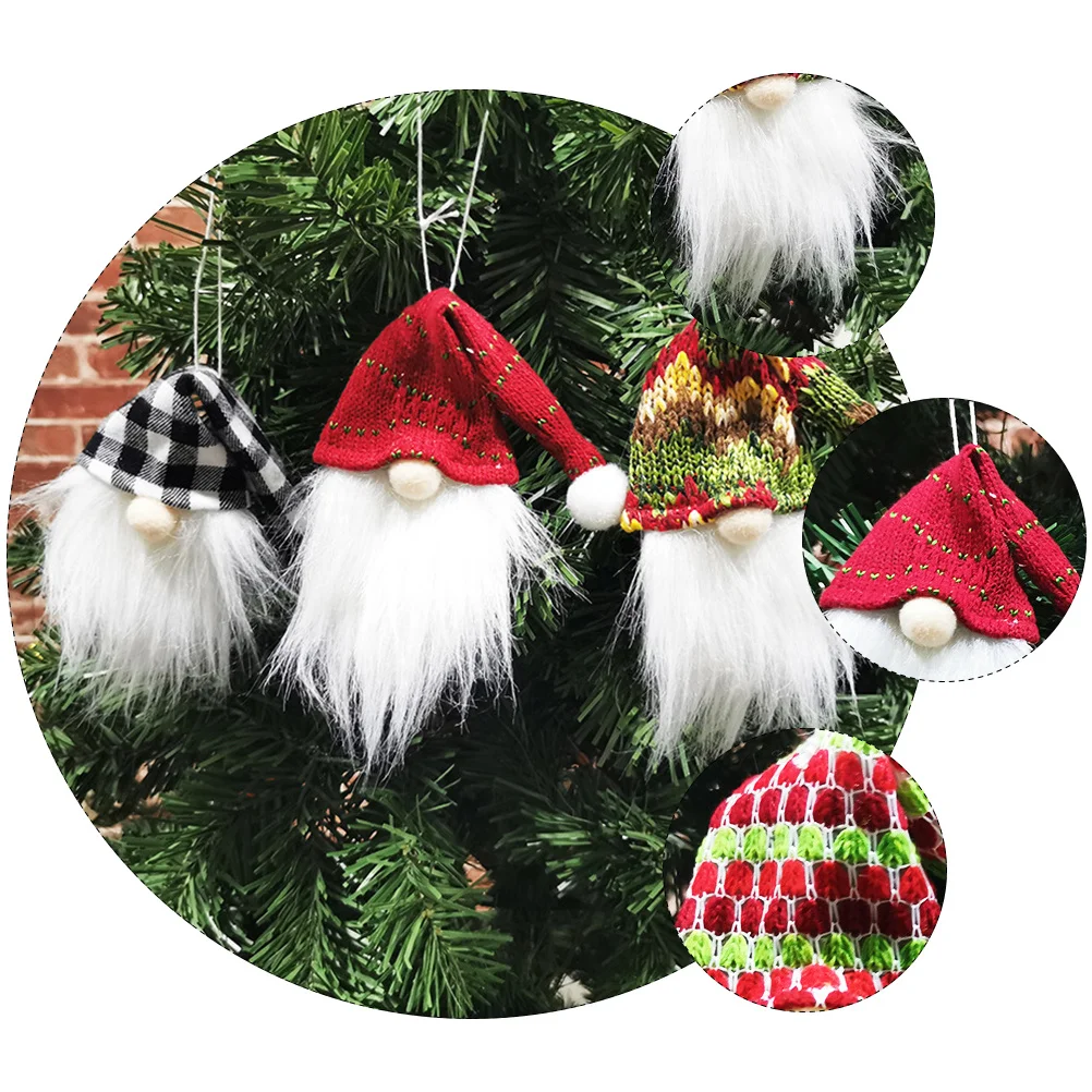 6 قطعة زخرفة عيد الميلاد معلقة غطاء زجاجة النبيذ جنوم عيد الميلاد قلادة الطرف الديكور هدية عيد احتفالية #5