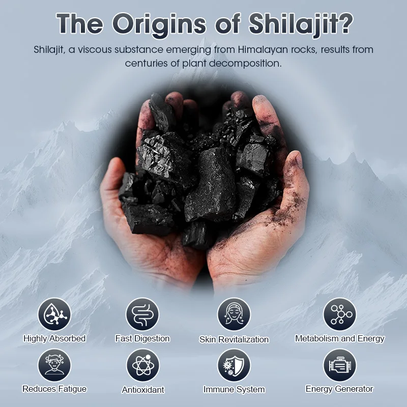 100% Pure Organic Himalayan Shilajit 20:1 Extract, 50% Fulvic Acid, 20X Potency, Rich in Trace Minerals, Non-GMO, Vegan