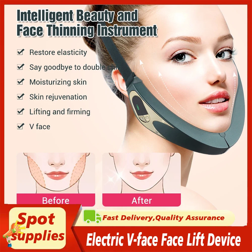 Electric V-face Face Lift Device  6 Mode 9 Levels Heating Vibrating  Face-lifting Artifact Thinning Device Remote Wireless