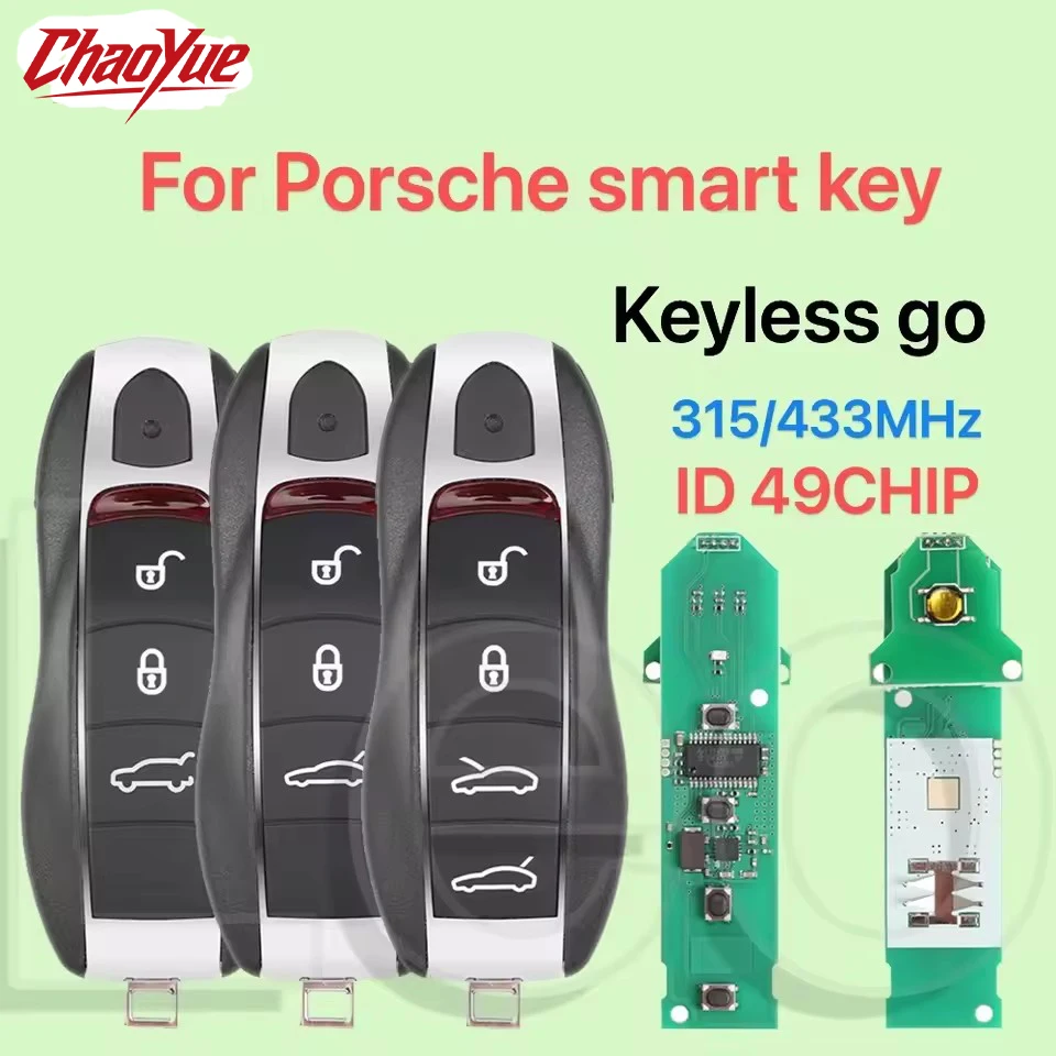 

CC mart Remote Keyless go 315/433 ID:49CHIP For Porsche Panamera Carman Macan Bobst Cayenne 911 970 981 991 996 92A 2018-Mujer