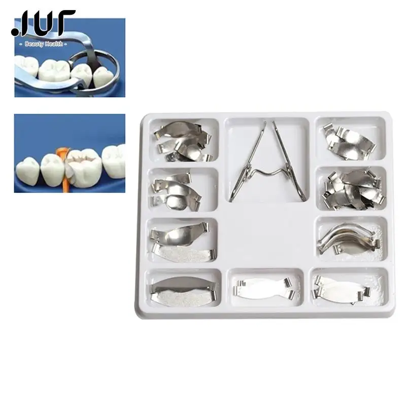 

36 pcs Dental Saddle Contoured Metal Matrices Matrix Universal Kit with Spring Clip