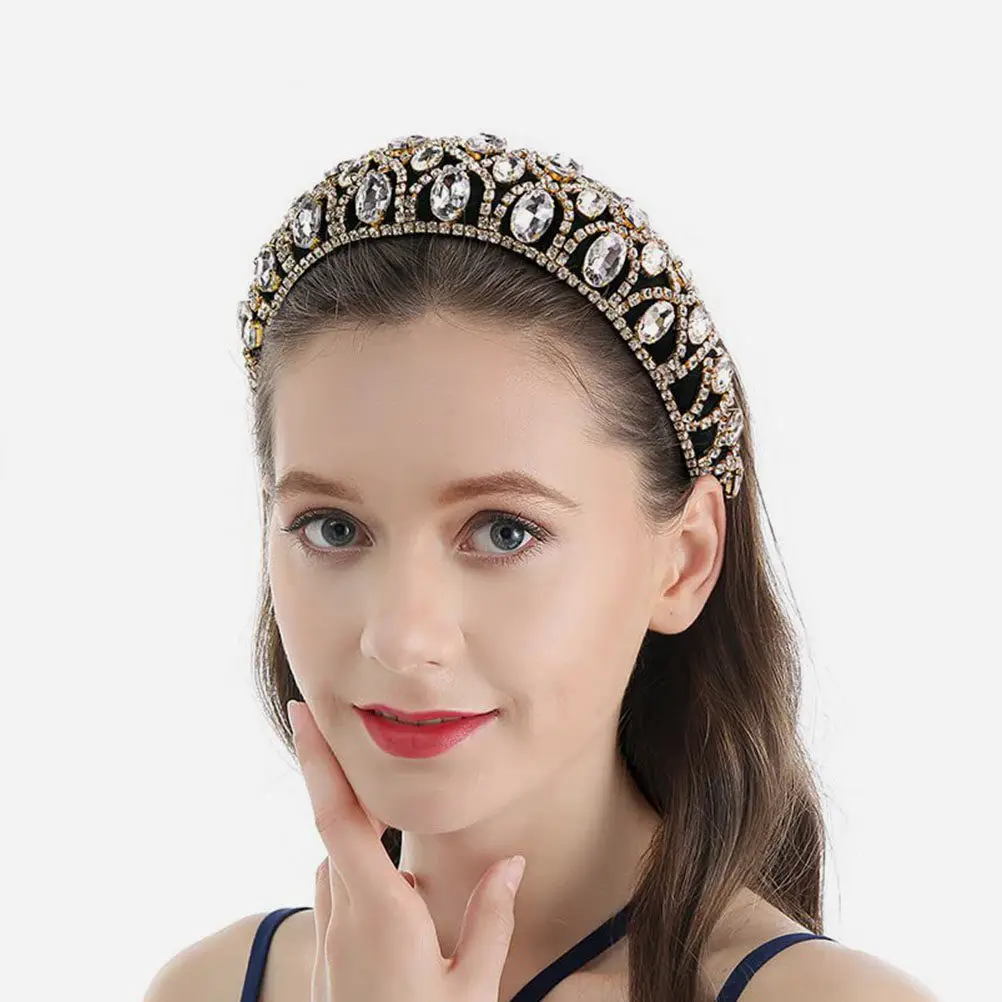 

Повязка для волос со стразами для женщин, в стиле барокко, на губчатой основе, для вечеринок и свадеб, элегантный аксессуар для волос, подарок для нее