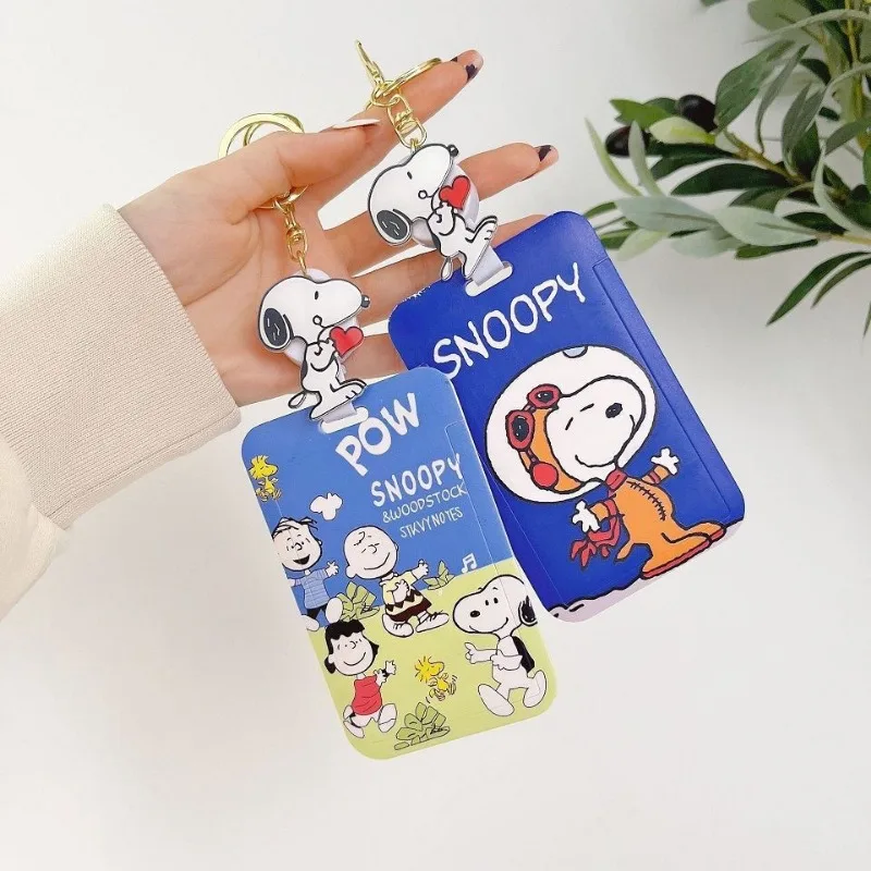 LLavero de Snoopy de dibujos animados, tarjeta de comida creativa personalizada, tarjeta de autobús, control de acceso, cubierta protectora colgante, decoración