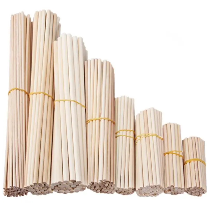 

10pcs 2/3/4/5/6/8/10/15mm Round Wood Sticks Rods Durable Dowel Crafts Supplies DIY Model Making Construction Model Material