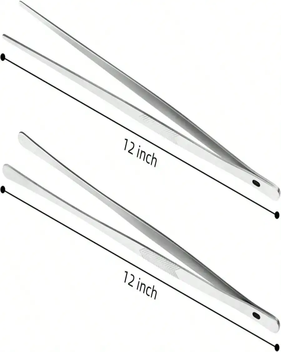 ملقط طهي المطبخ من ChefBee - قطعتان من أدوات المطبخ المصنوعة من الفولاذ المقاوم للصدأ، ملقط معدني ناعم مع ملقط