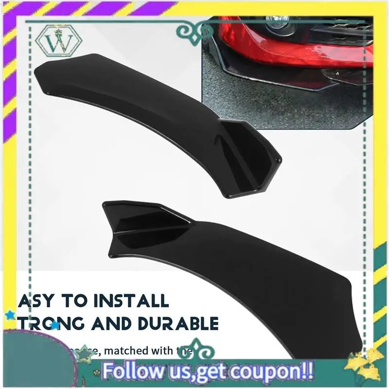 

Upgraded 2Pcs Universal Car Front Shovel Bumper Lip Splitter Chin ABS Spoiler Black