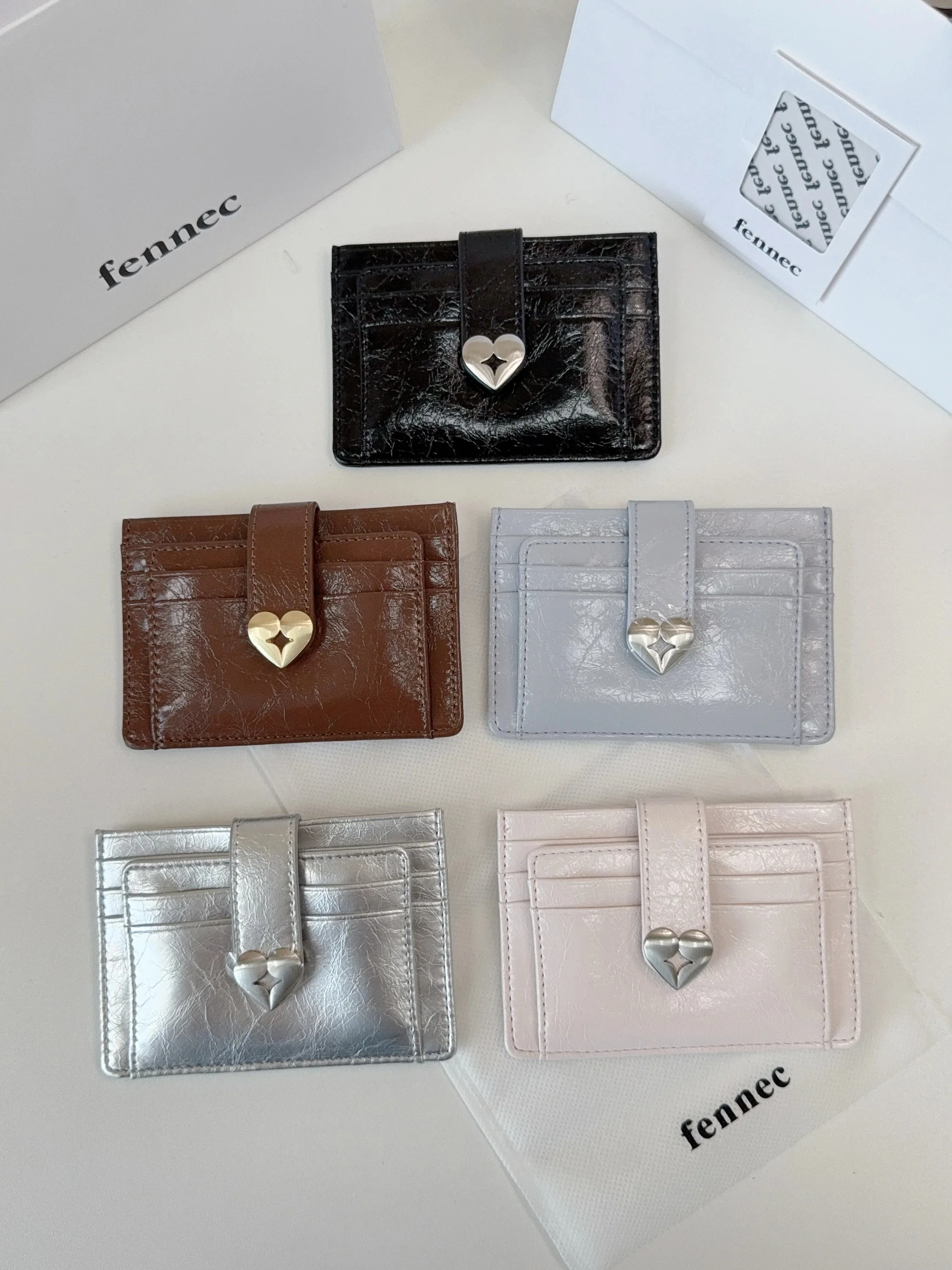 REOY Stu”fennec Metal Buckle Leather  Portable Document Card Holder Retro Style Compact Wallet for Students