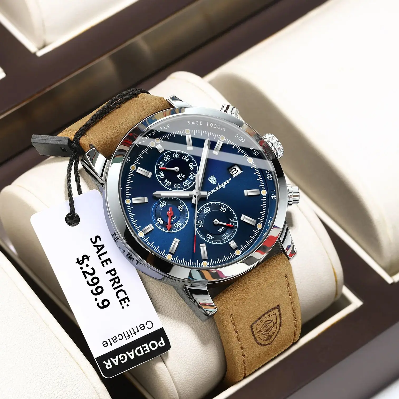 

POEDAGAR повседневные модные мужские кварцевые часы водостойкий светящийся хронограф с датой кожаные мужские наручные часы роскошные спортивные мужские часы