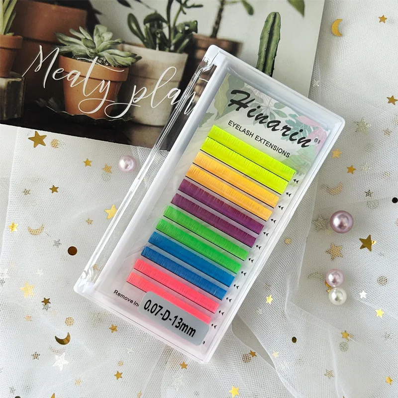 Colorful Single-Strand Grafted Eyelashes Soft Multi-Color Glow-in-the-Dark Mixed Fluorescent Lashes for Fashionable Eye Enhancem