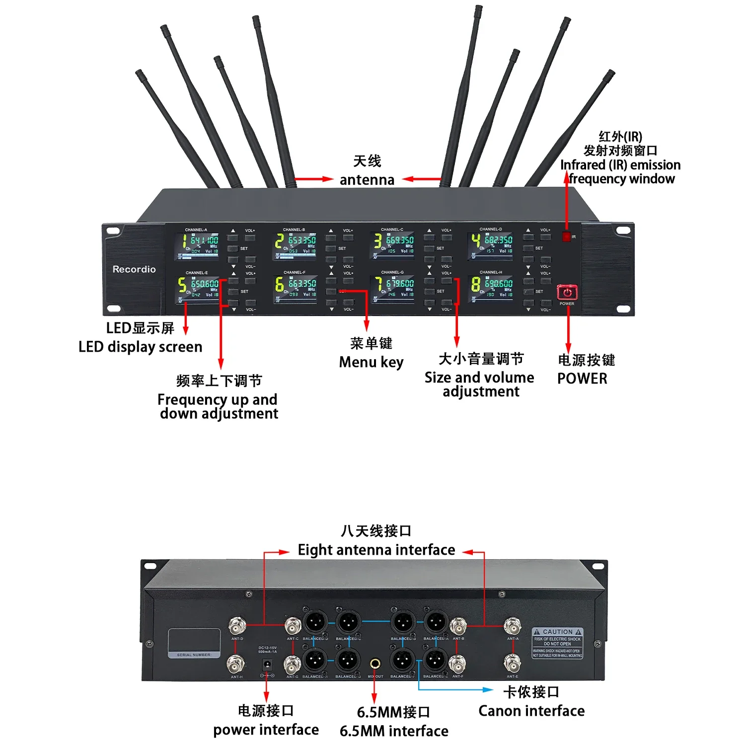 GAW-DH3800 Stage Professional Wireless Microphone One To Eight System UHF 80 Meters Distance High Fidelity Pickup