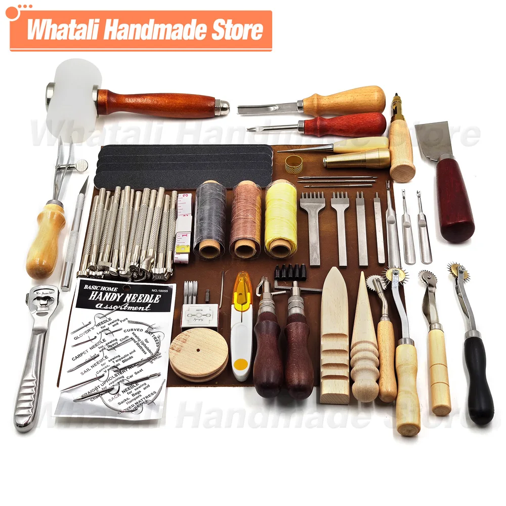 Professional Hand Sewing Leathercraft Tools Kit Saddle Groover Stitching Punch Carving Work Sets Tool For DIY Leather Accessory