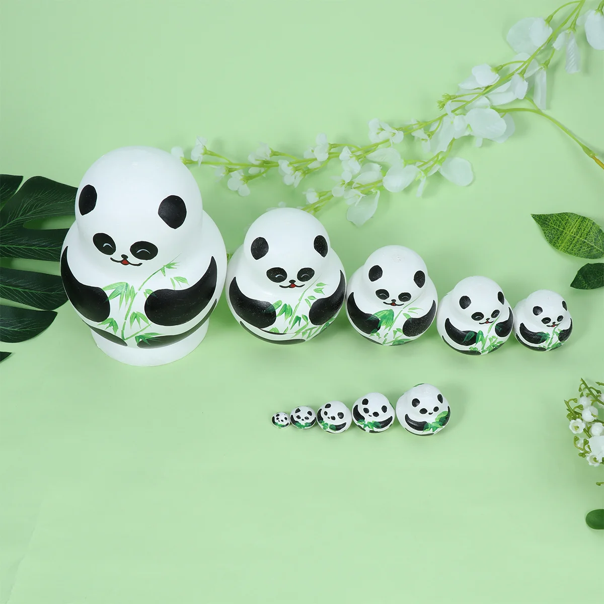 10 طبقات الكرتون الباندا الروسية التعشيش تخزين خشبي هدية الزخرفية الكرتون الباندا التعشيش اللعب اللعب الروسية