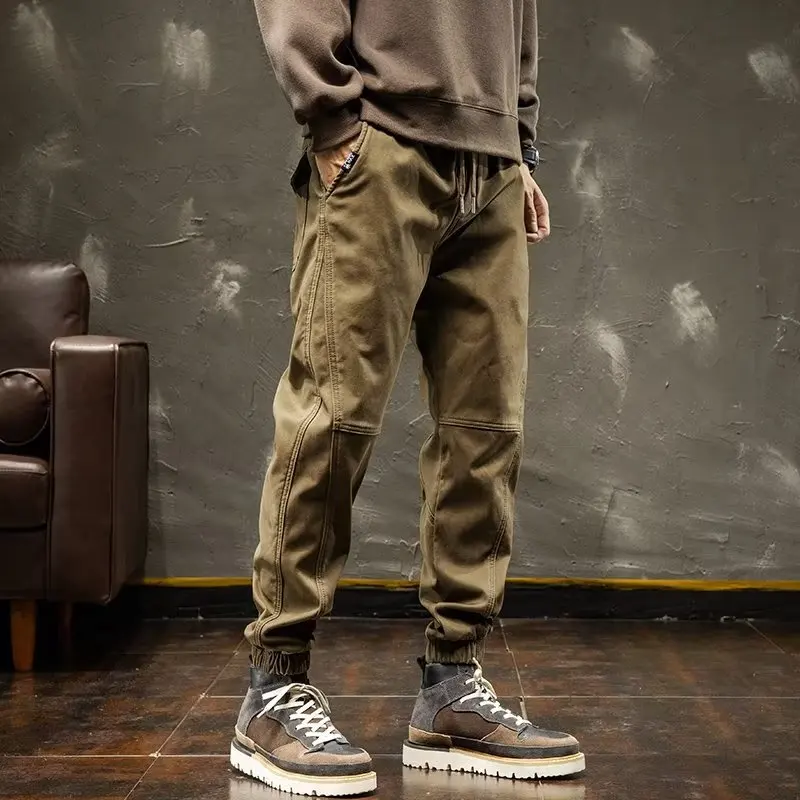 

Повседневные хлопковые рабочие брюки American Sle, свободные мужские осенние рабочие брюки, износостойкие брюки-карго с высокой талией