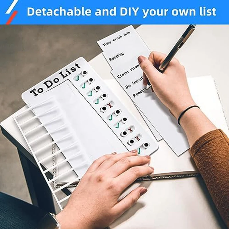 AUAU-Chore Chart Check List Task Board With Slider Daily To Do List Board Reminder Board Detachable Reusable Chores Chart