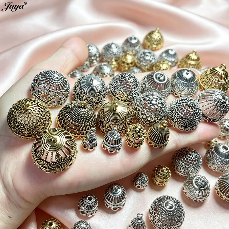 5PCS Antique Filigree Bell Bead Caps,Vintage Hollow Tassel End Caps Retro Cone Jewelry Findings For DIY Craft Supplies Accessory