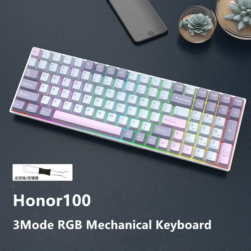 

Mathew Tech-Honor100 Mechanical Keyboard 100keys RGB Wireless Triple Mode South Facing LED Customized Hot Swap for Gaming