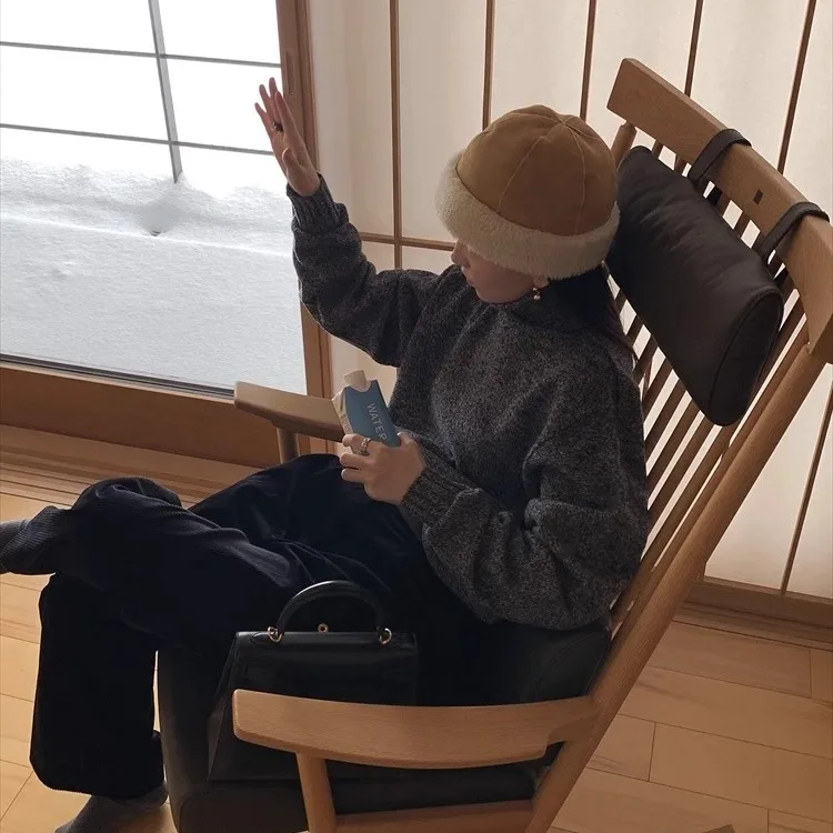 

Warm High Collar Knitted Wool Sweater Pure Color Base Layer Top Women's Loose Fit Long Sve Korean Sle Winter Faion