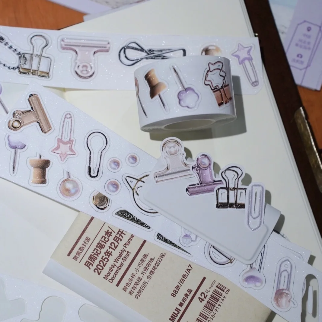 

XiQiYu Studio Vintage Journal Clips Washi Tape Planner DIY Card Making Scrapbooking Plan Decorative Sticker