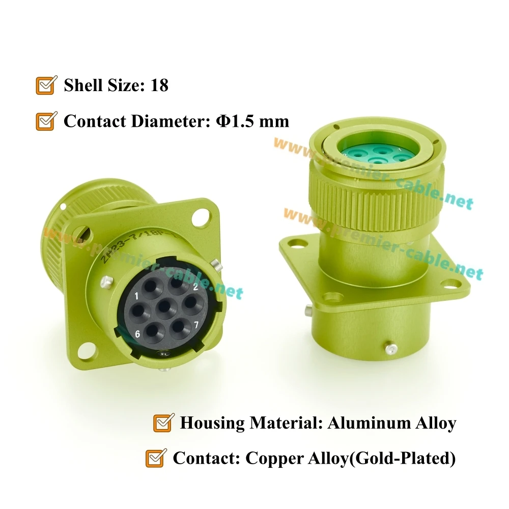ZH23 Series 7 Pin Female Socket Connector with Simple Tail, ZH23-7/18P-1-B, СНЦ23-7/18P-1-B, SNTs23-7/18R-1-V