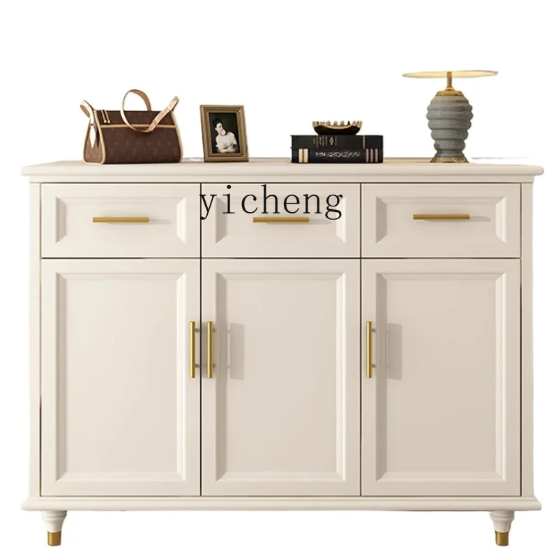 

ZF Solid Wood Shoe Cabinet Simple White Hall Cabinet Living Room Storage with Drawer Locker