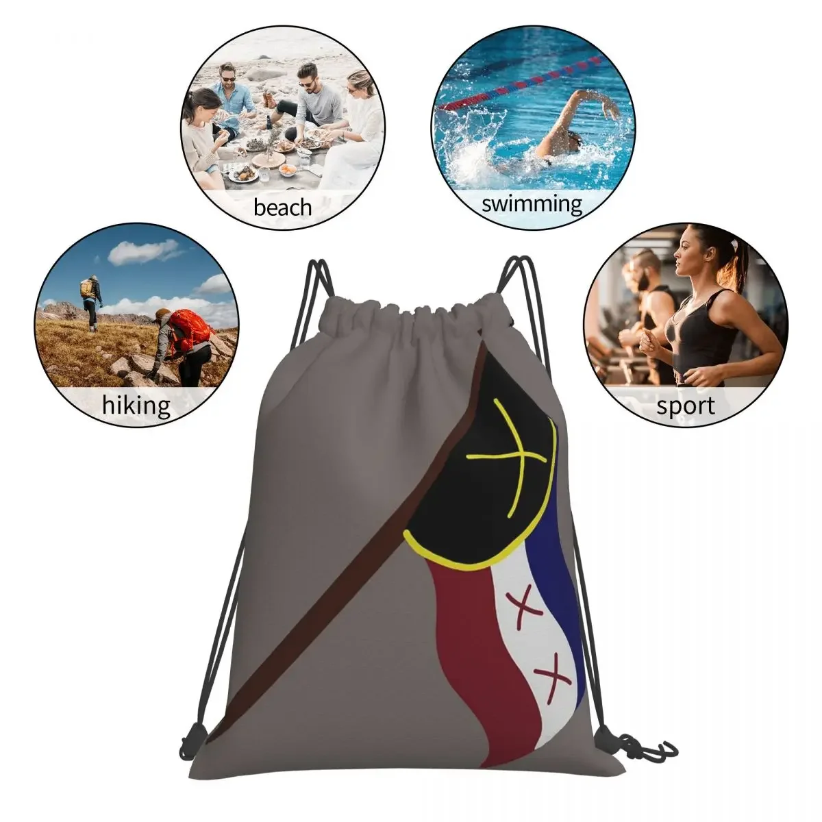 L'manburg Flag Backpacks Fashion Portable Drawstring Bags Drawstring Bundle Pocket Sundries Bag BookBag For Travel Students