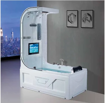 Luxury Rectangle Whirlpool Massage Bathtub-Free Standing Portable Hammam Spa Tub for One Person bathtub with shower