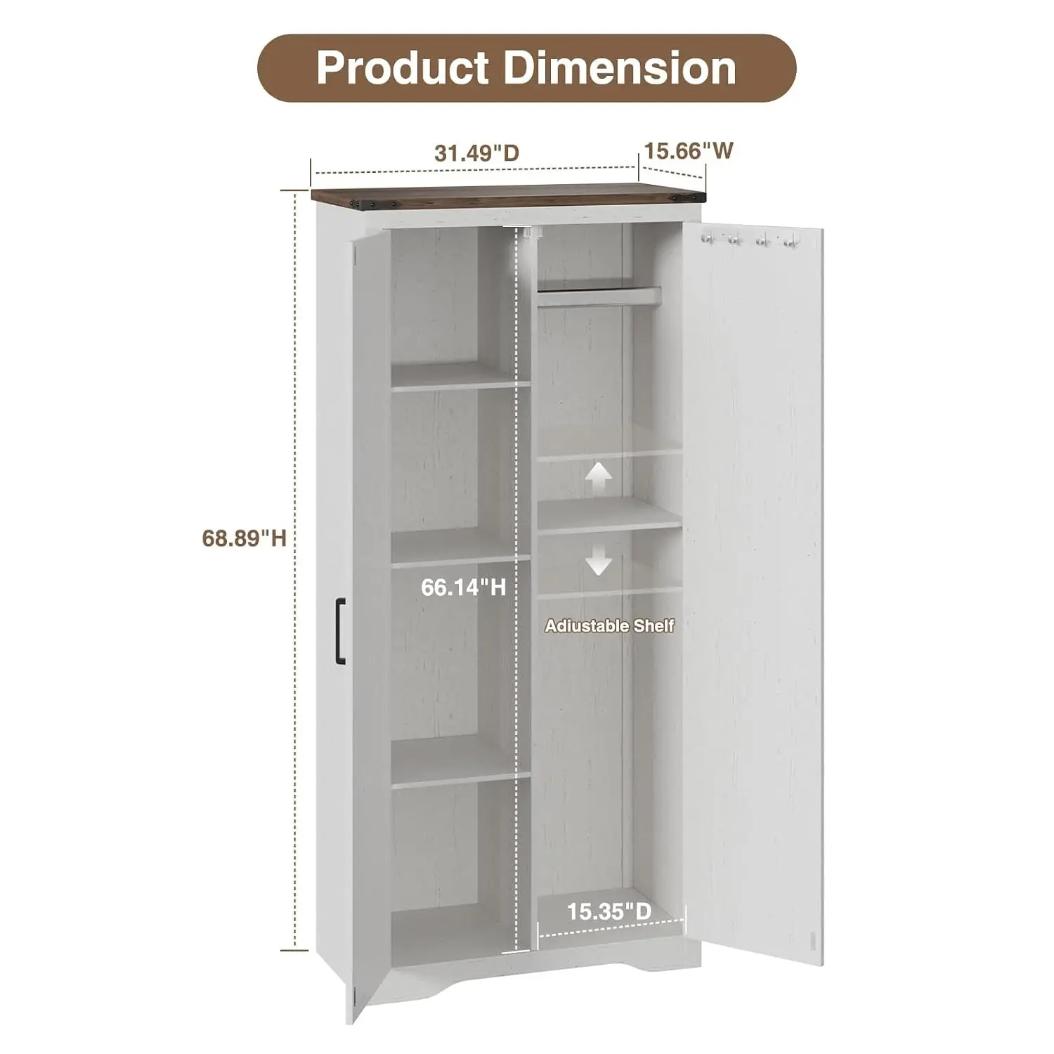 Farmhouse Storage Cabinet with Adjustable Shelves & 2 Barn Doors, Freestanding Pantry for Kitchen Garage Basement, Customized