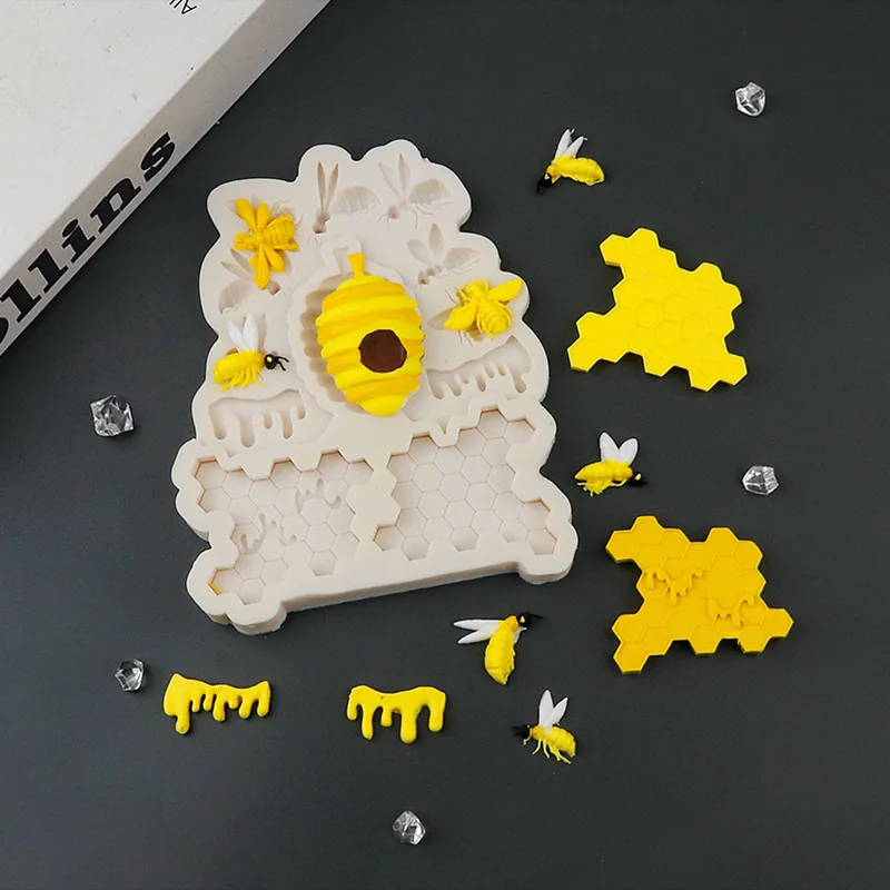 

Bee Fondant Silicone Mold Honeycomb Queen Bee Chocolate Cake Mold Diy Epoxy Baking Tools Cake Decoration Accessories