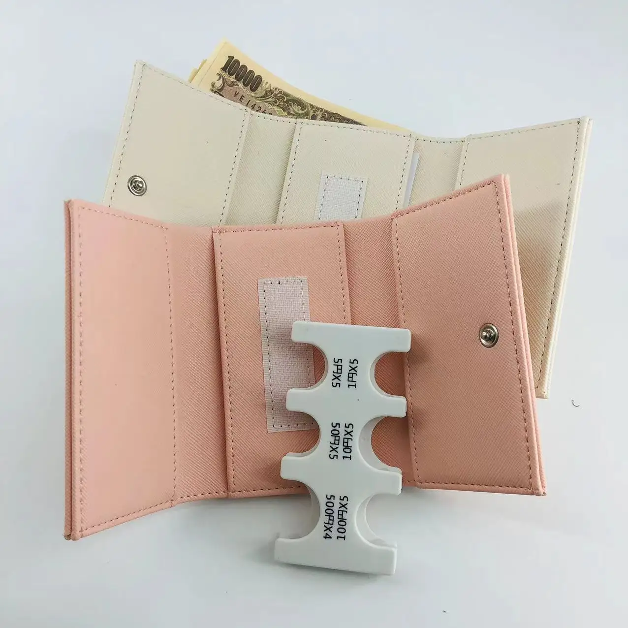 Creative Colourful Cross Pattern 2-in-1 Zero Wallet Leather Cover Tri-fold Loss Prevention Coin Clip Organizer Travel Card Case