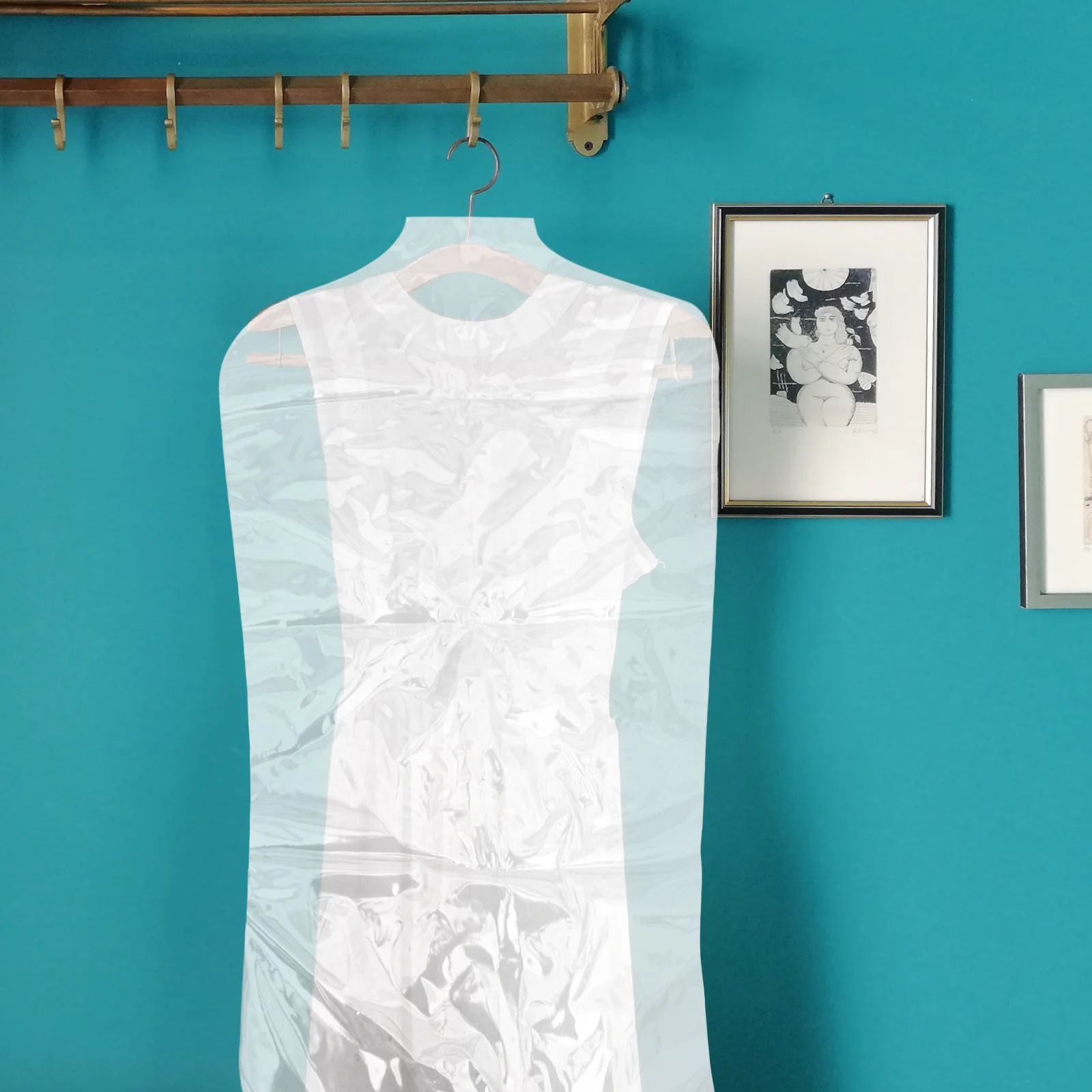 

Clear Plastic Garment Cover 50pcs 60x90cm Waterproof Clothes Storage Bag Dustproof Suit Protector for Wardrobe Closet Travel