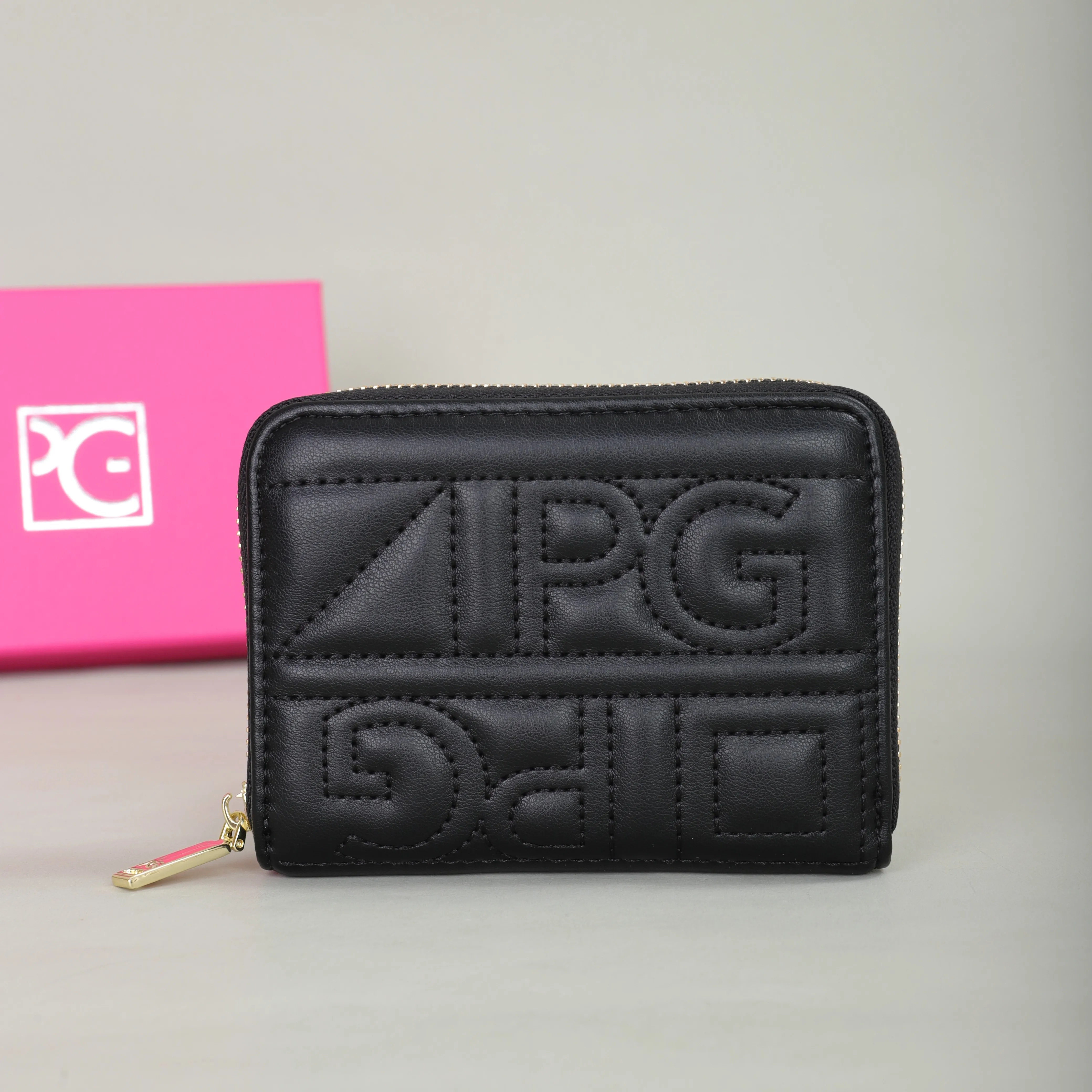 PATSY PG GARIS Fashion Letter Design Zipper Coin Purse Card Slot Multifunctional Wallet 12cm PU Material Gift Box