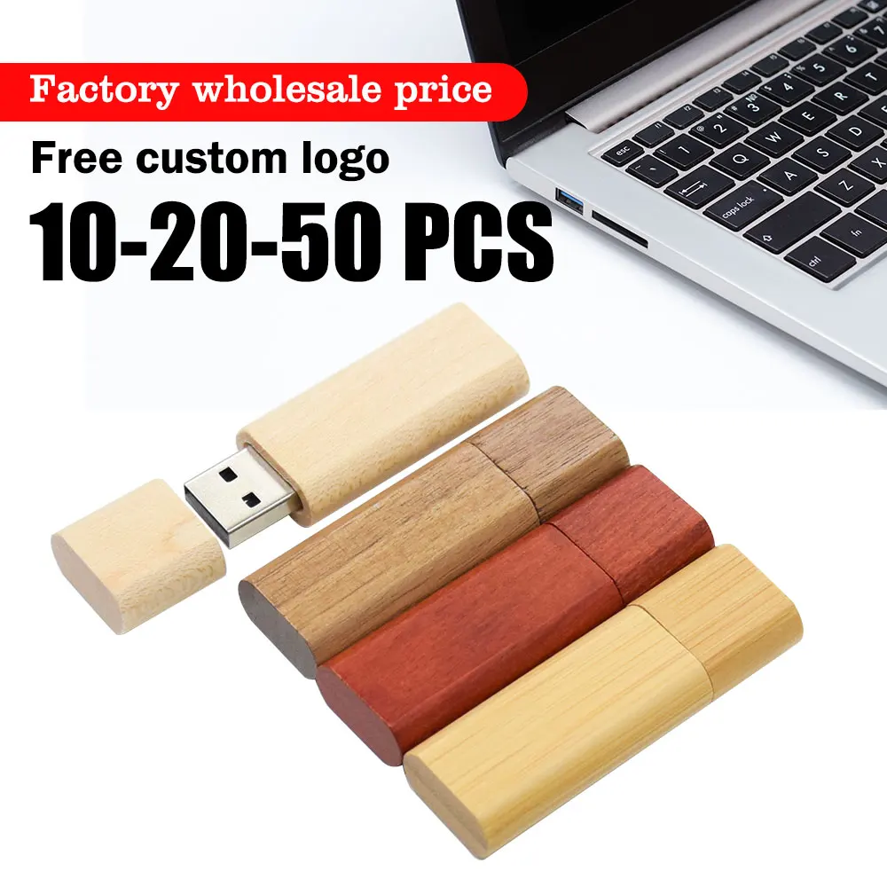 

10/20/50pcs free custom logo Wooden USB flash drive pen driver wood chips pendrive 4GB8GB16GB32GB memory stick for wedding Gift