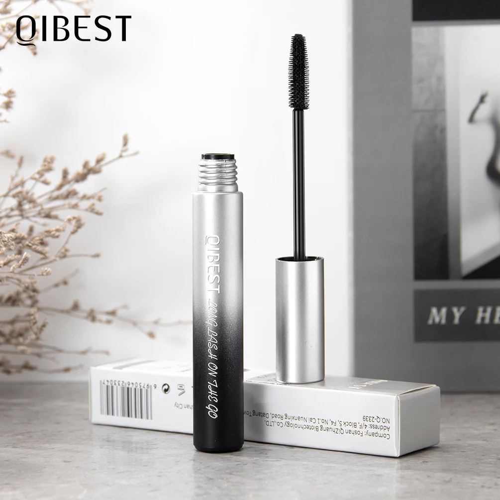 QIBEST 4D Silk Fiber Eyelash Mascara Waterproof Rimel Mascara For Eyelash Extension Black Thick Lengthening Eyelash Makeup Tools